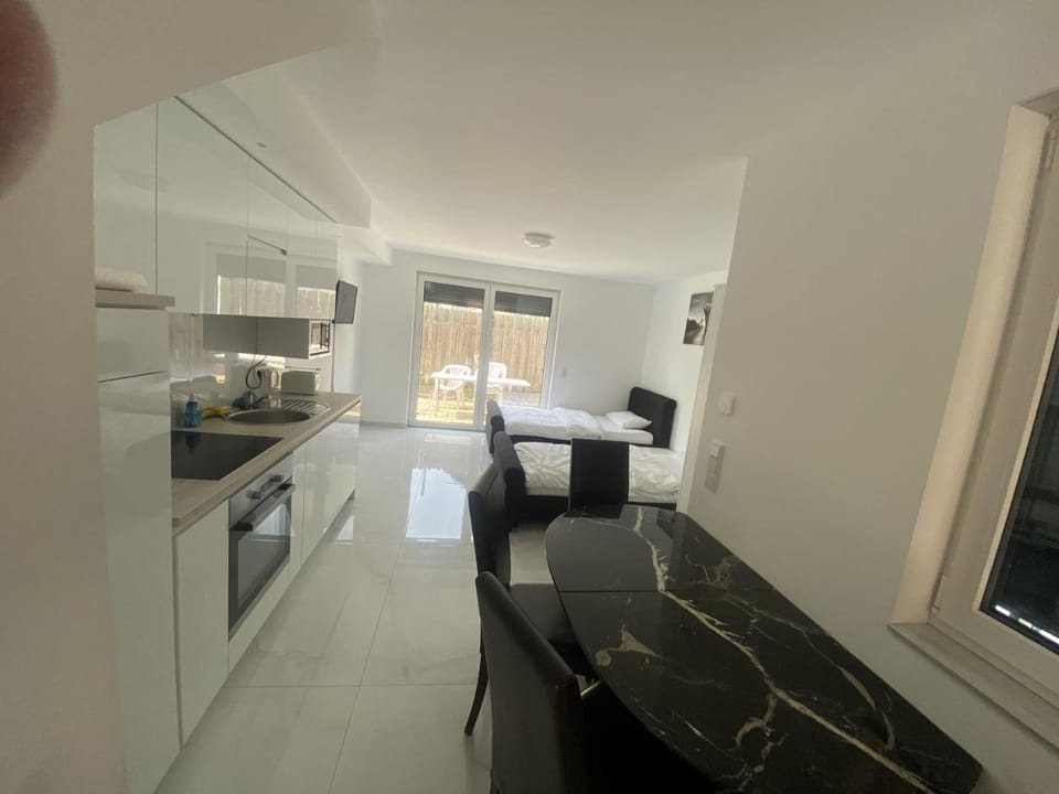 Bed, Kitchen or kitchenette, Living room, Photo of the whole room, Seating area, Dining area, dishwasher, oven, stove