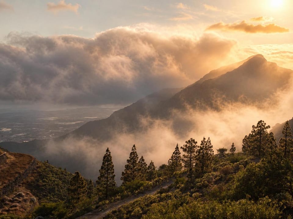 Natural landscape, Mountain view, Sunset
