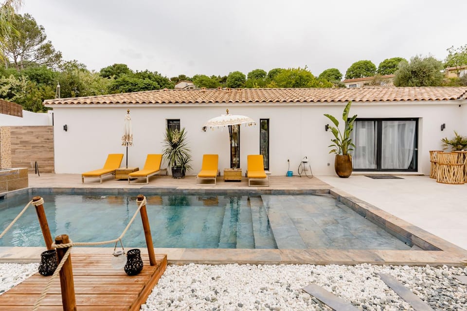 Property building, Living room, Swimming pool