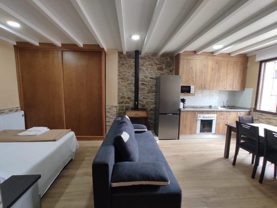 Bed, TV and multimedia, Kitchen or kitchenette, Living room, Photo of the whole room, Seating area, Dining area, Bedroom, oven, stove