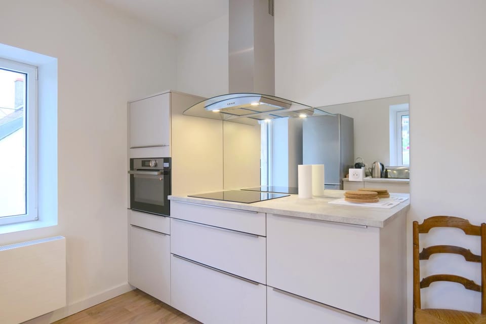 Kitchen or kitchenette, stove