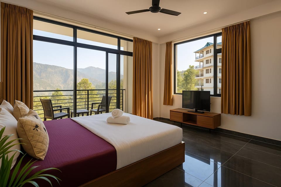 Bed, Bedroom, Mountain view