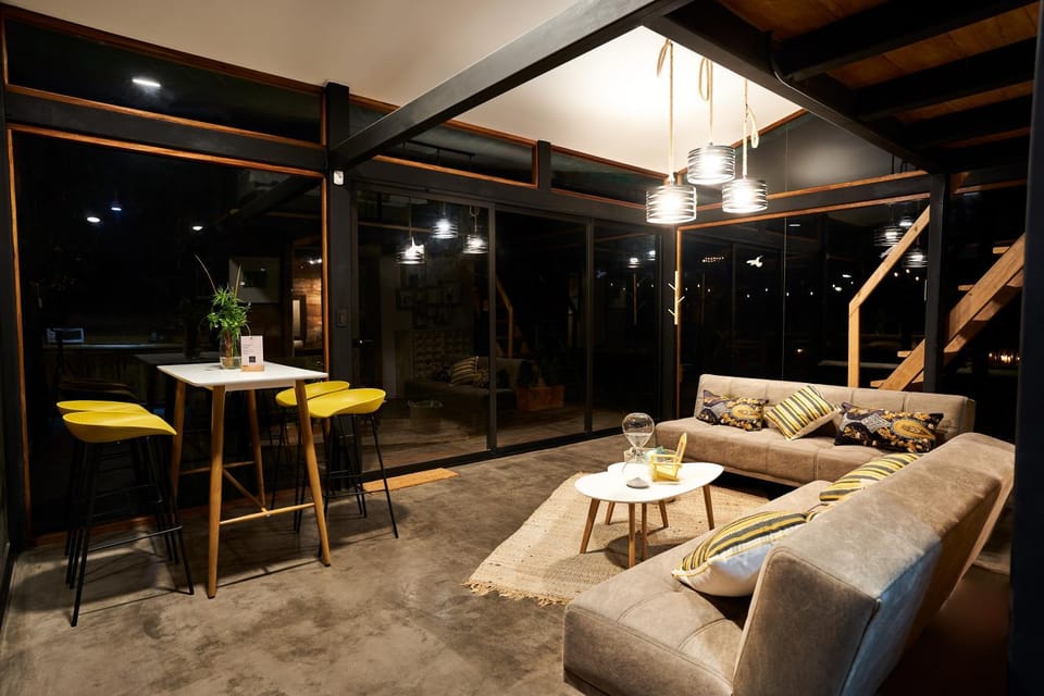Night, Living room, Dining area