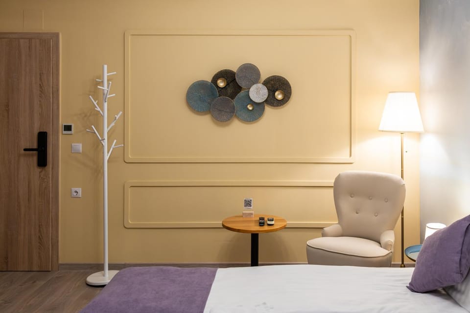 Bed, Decorative detail, Seating area, Bedroom, heating, internet, wardrobe