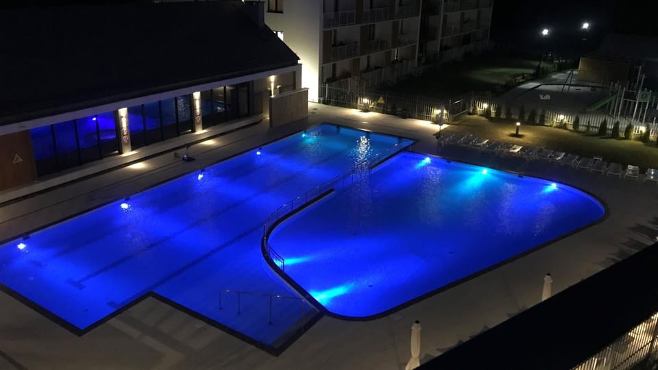 Night, Pool view, Swimming pool