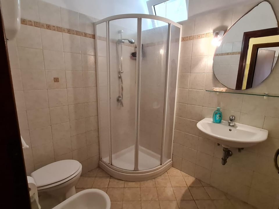 Shower, Toilet, bidet, towels