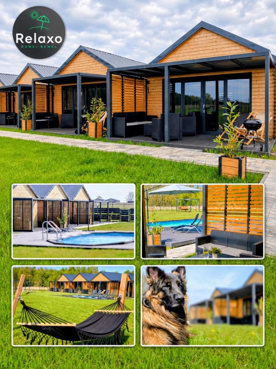 Property building, Patio, Day, Natural landscape, Garden, Text overlay, Garden view, Pool view, Swimming pool, sunbed