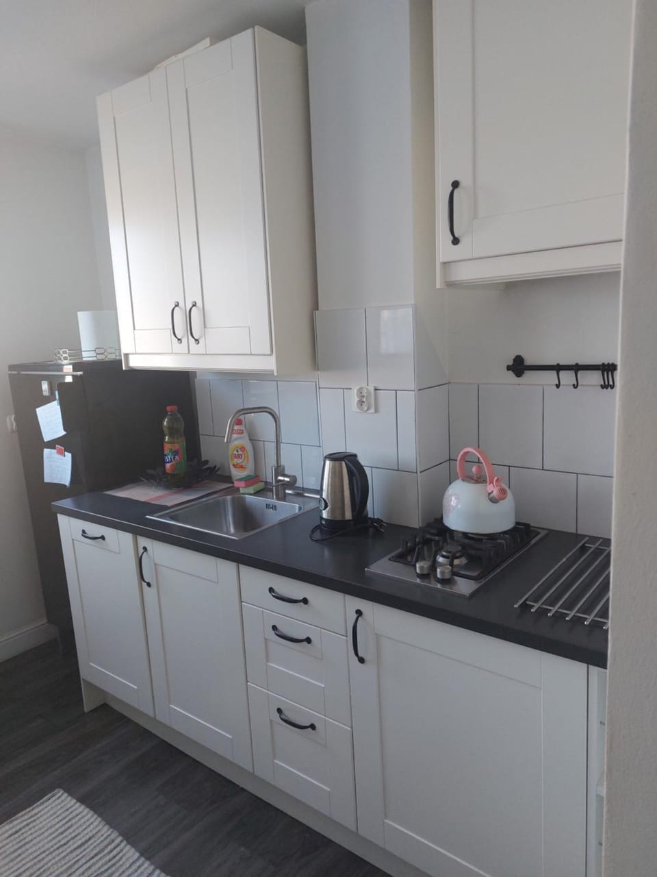 Kitchen or kitchenette, dishwasher, stove