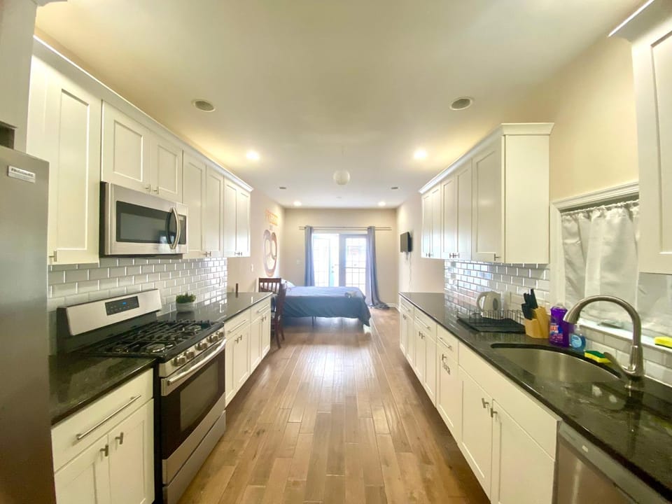 Dining area, dishwasher, oven, stove