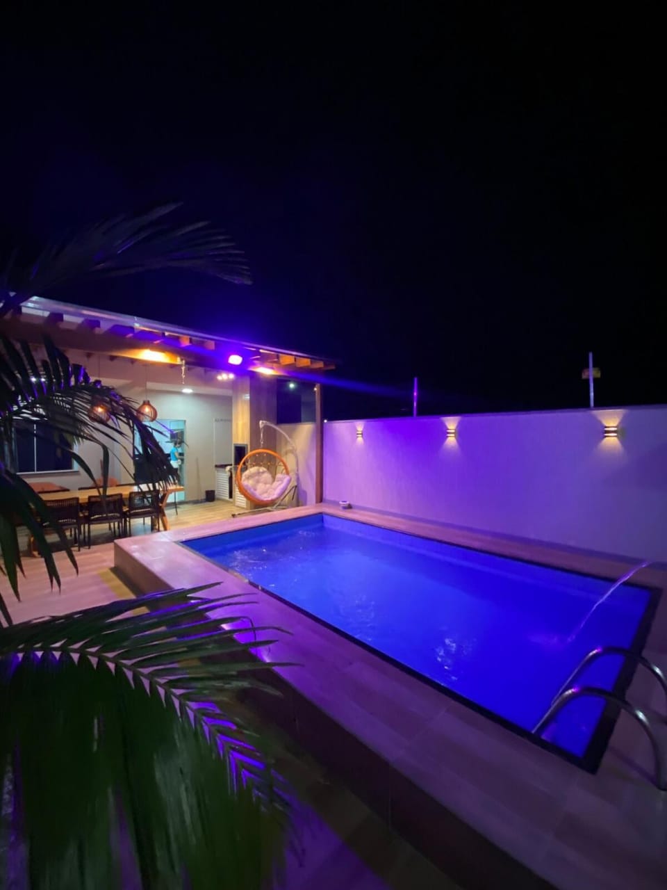 Night, Pool view, Swimming pool