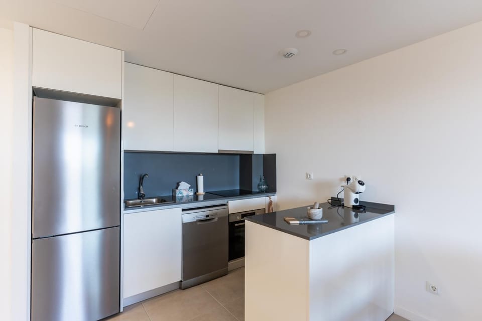 Kitchen or kitchenette, dishwasher, oven, stove