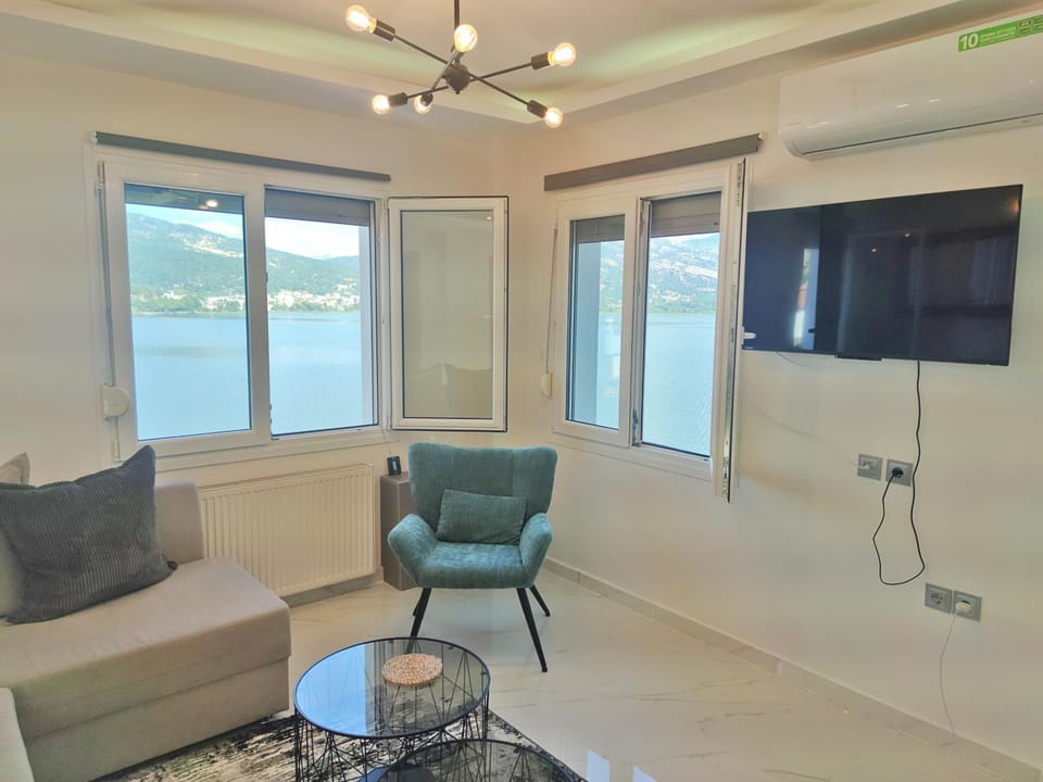 TV and multimedia, Living room, Seating area, Lake view, air conditioner