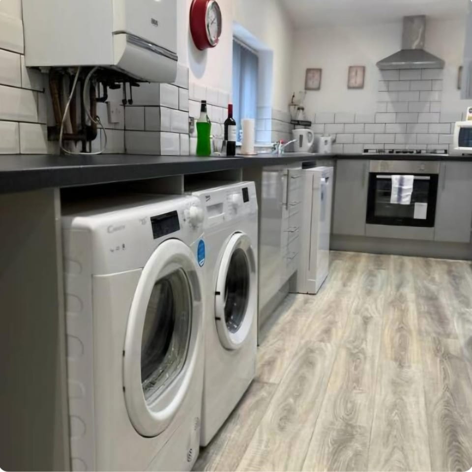 Kitchen or kitchenette, dishwasher, oven, pet friendly, stove, washing machine, dryer