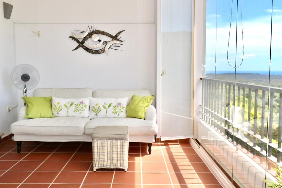 Patio, Bed, Natural landscape, View (from property/room), Balcony/Terrace, Living room, Photo of the whole room, Seating area, Bedroom, Sea view