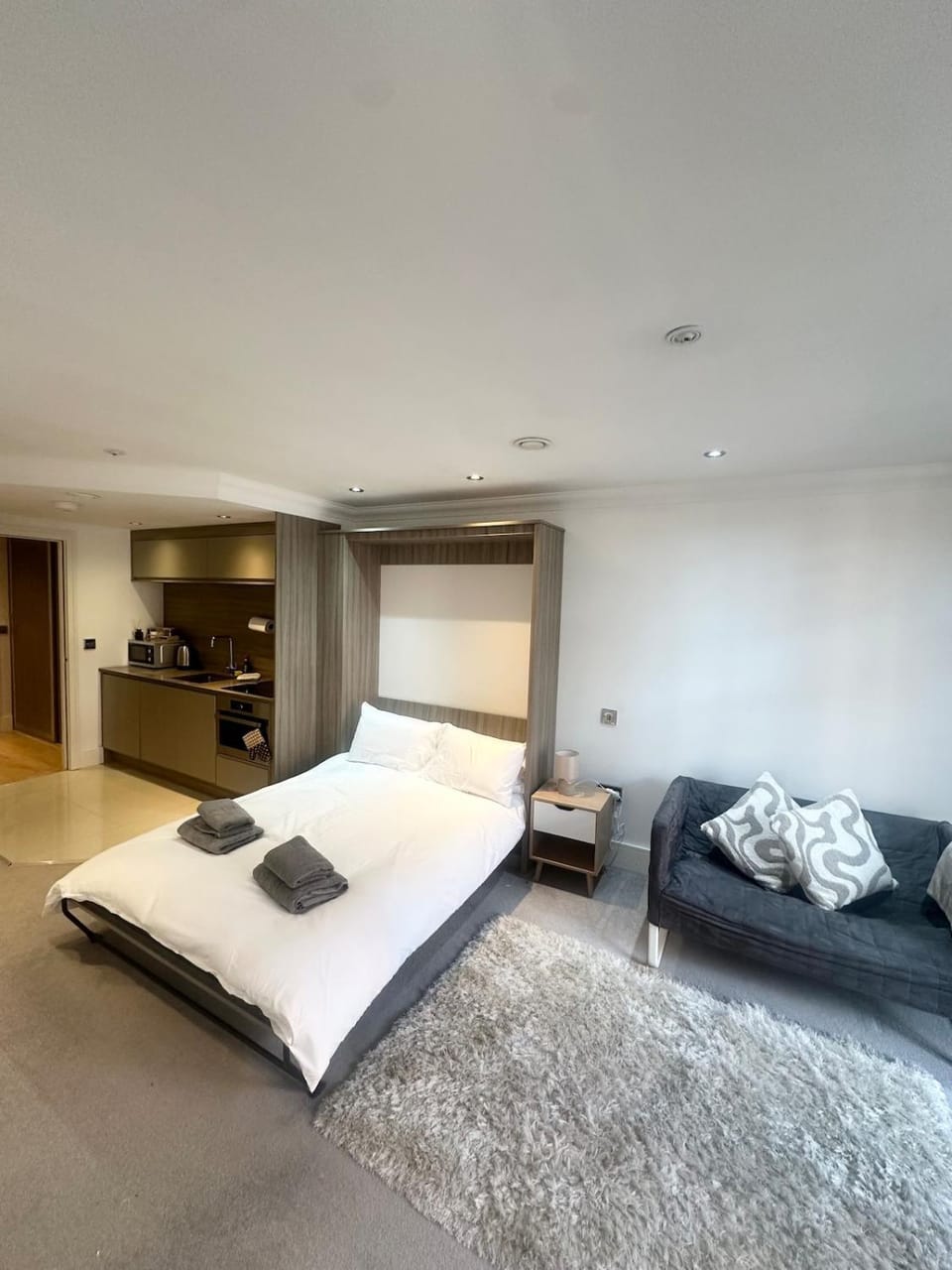 Bed, Kitchen or kitchenette, Photo of the whole room, Seating area