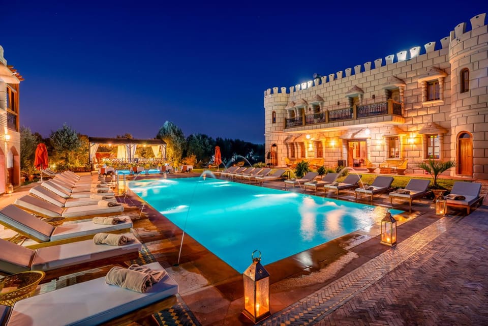 Night, Natural landscape, Pool view, Swimming pool, sunbed