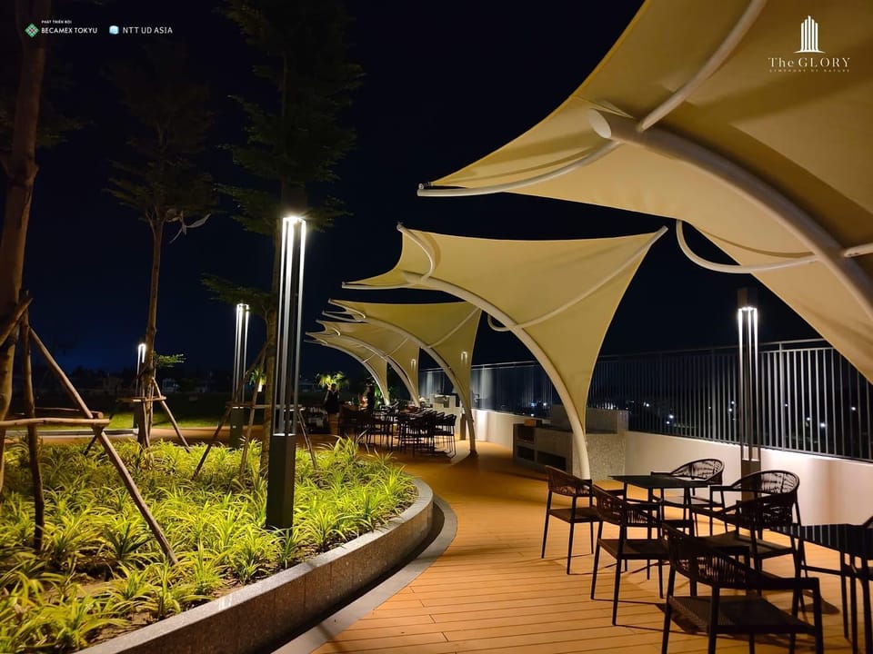 Patio, Night, Garden, Garden view