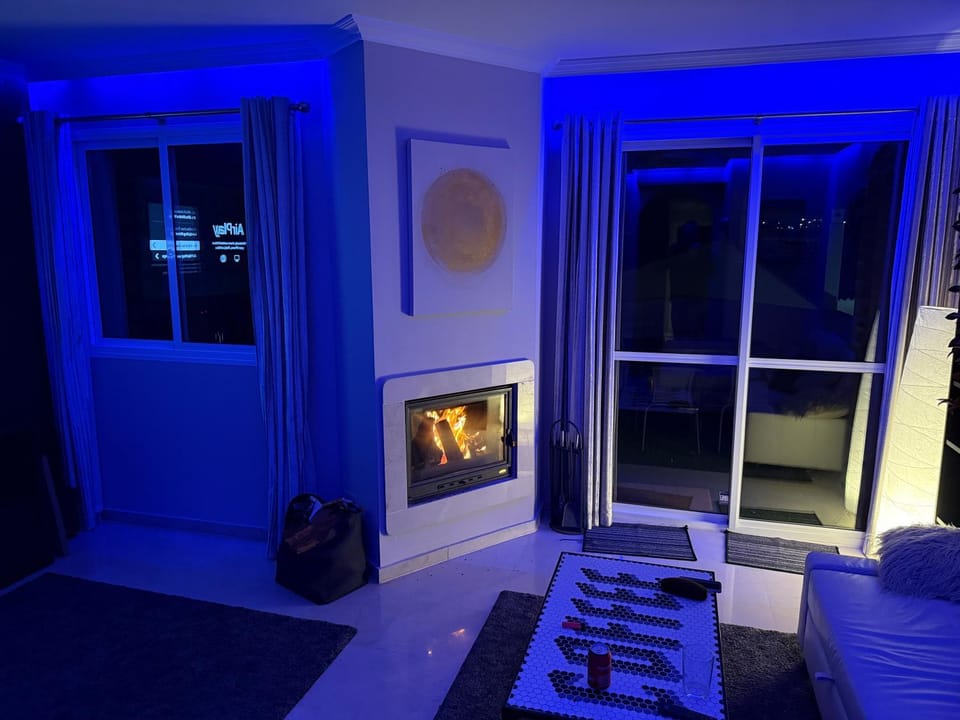 Night, fireplace