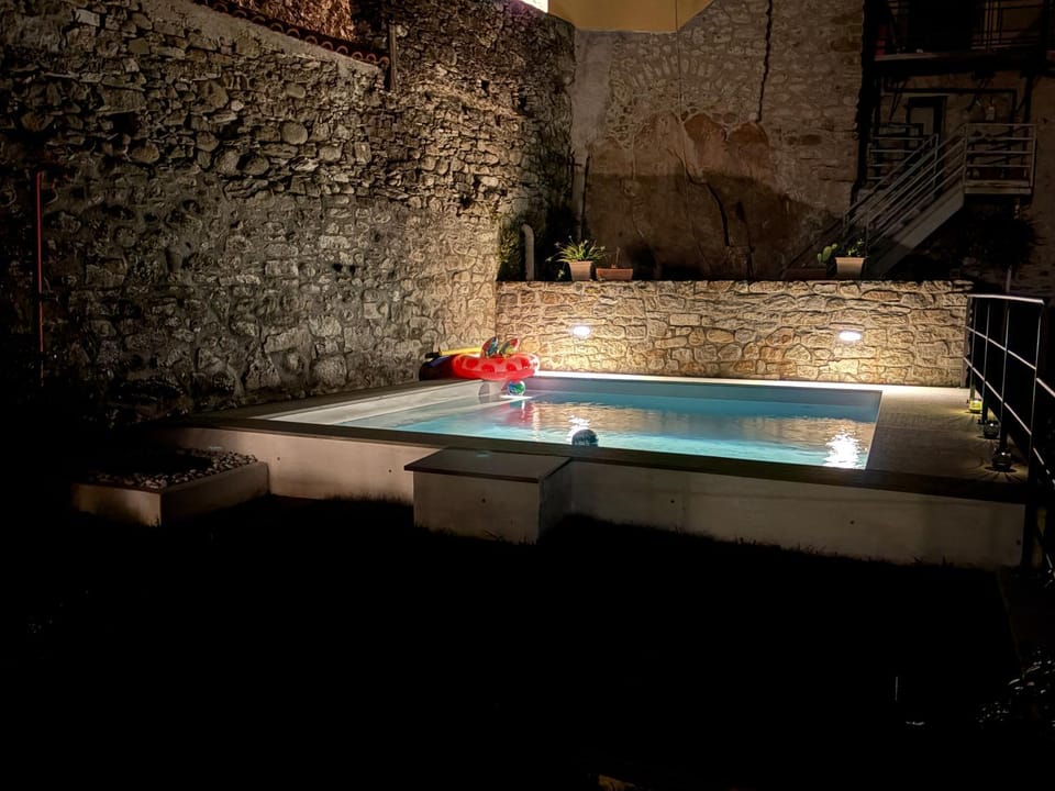 Night, Pool view, Swimming pool