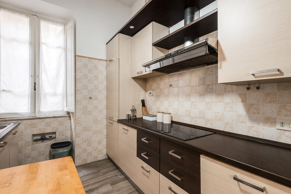 Kitchen or kitchenette, stove