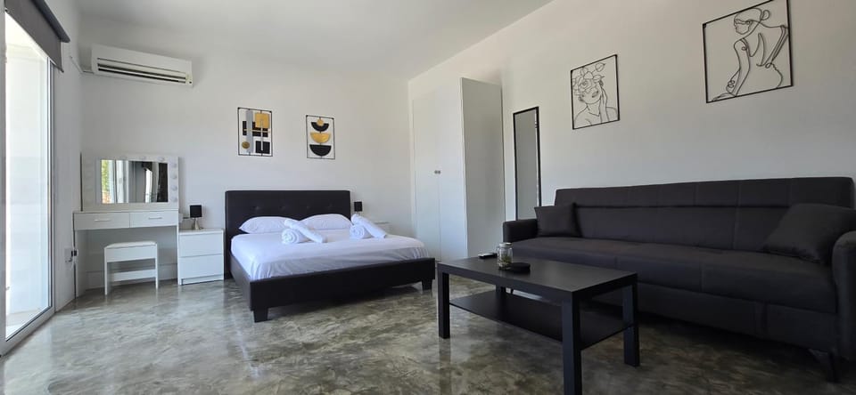 Bed, Living room, Photo of the whole room, Seating area, Bedroom, air conditioner