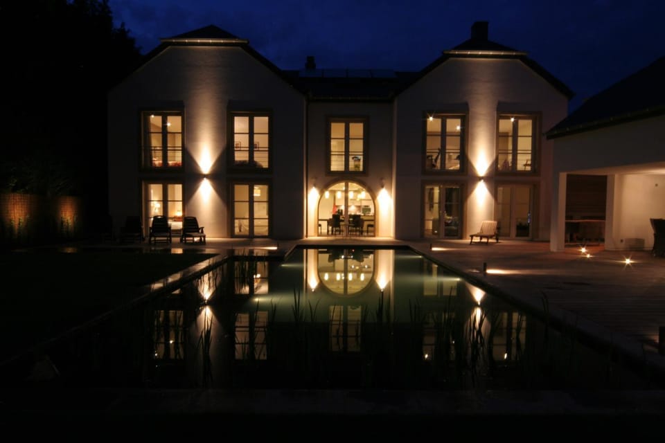 Property building, Night, Swimming pool, Swimming pool