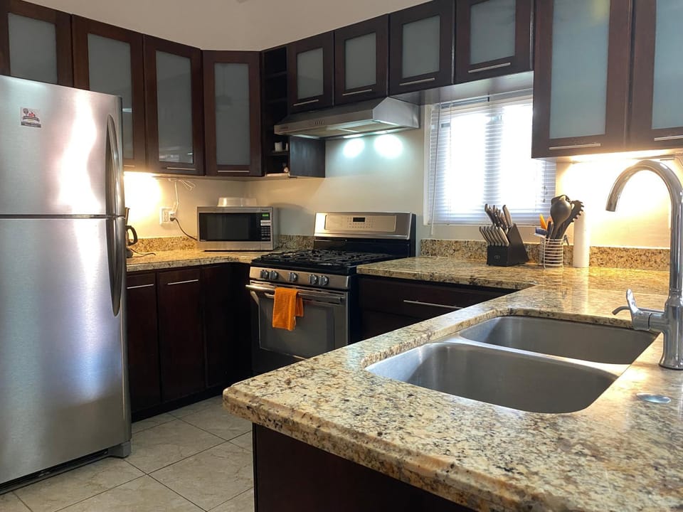 Kitchen or kitchenette, oven, stove, toaster