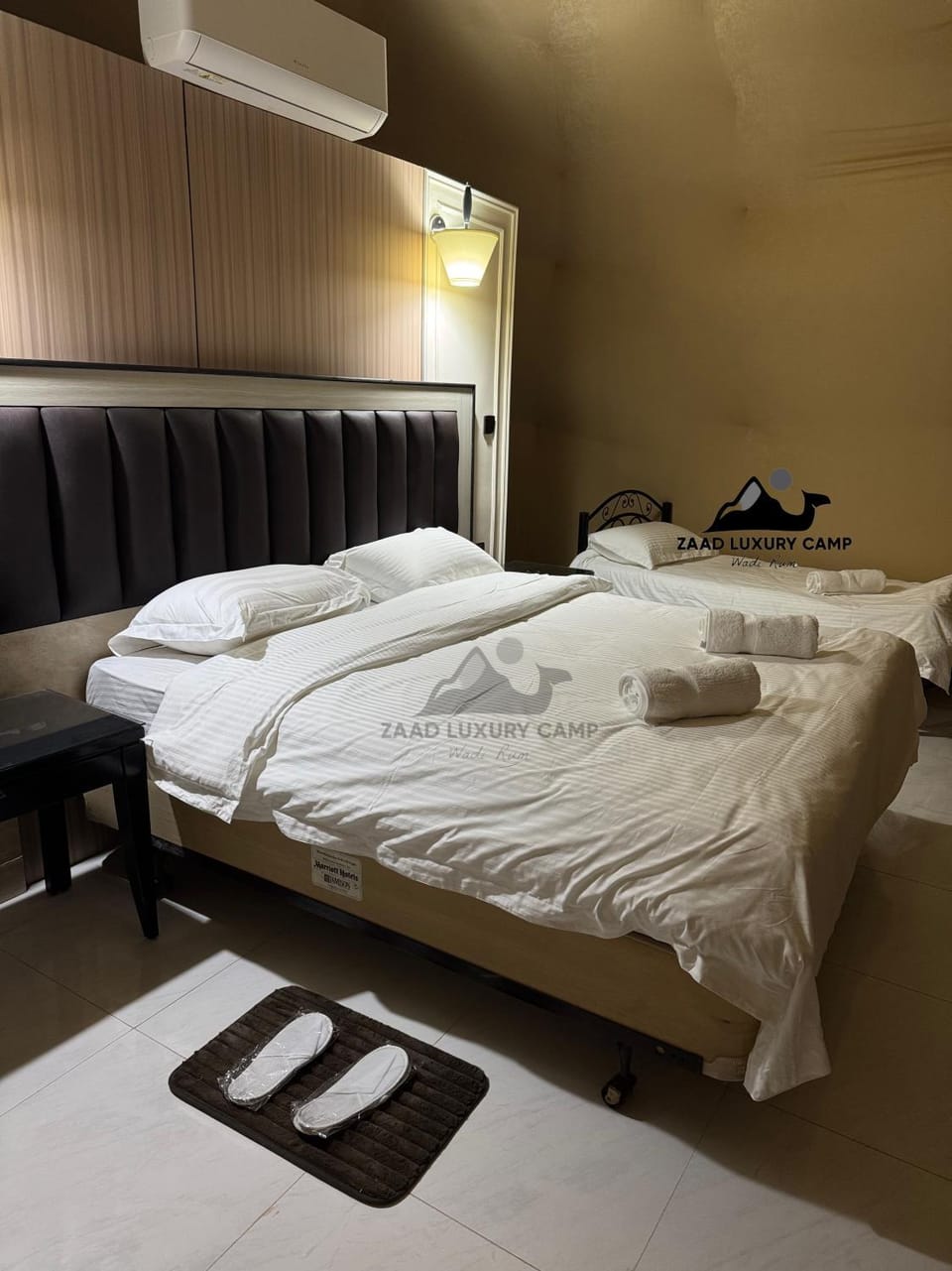 Bed, Photo of the whole room, Bedroom, towels, air conditioner
