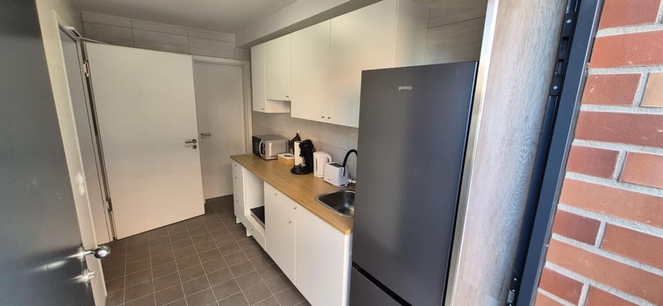 Kitchen or kitchenette, stove, toaster