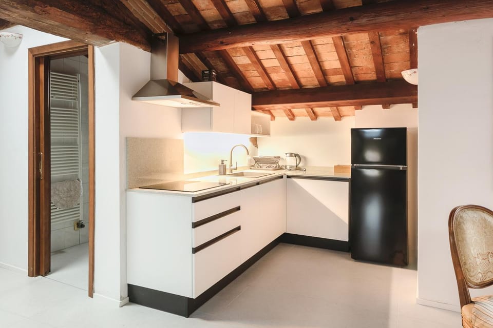 Kitchen or kitchenette, stove