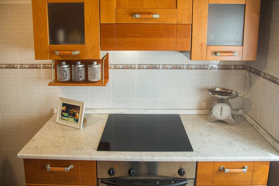 Kitchen or kitchenette, stove