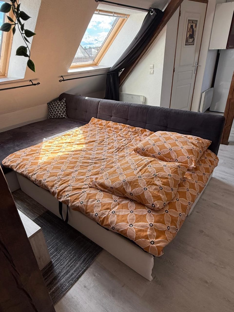 Bed, Living room, Seating area