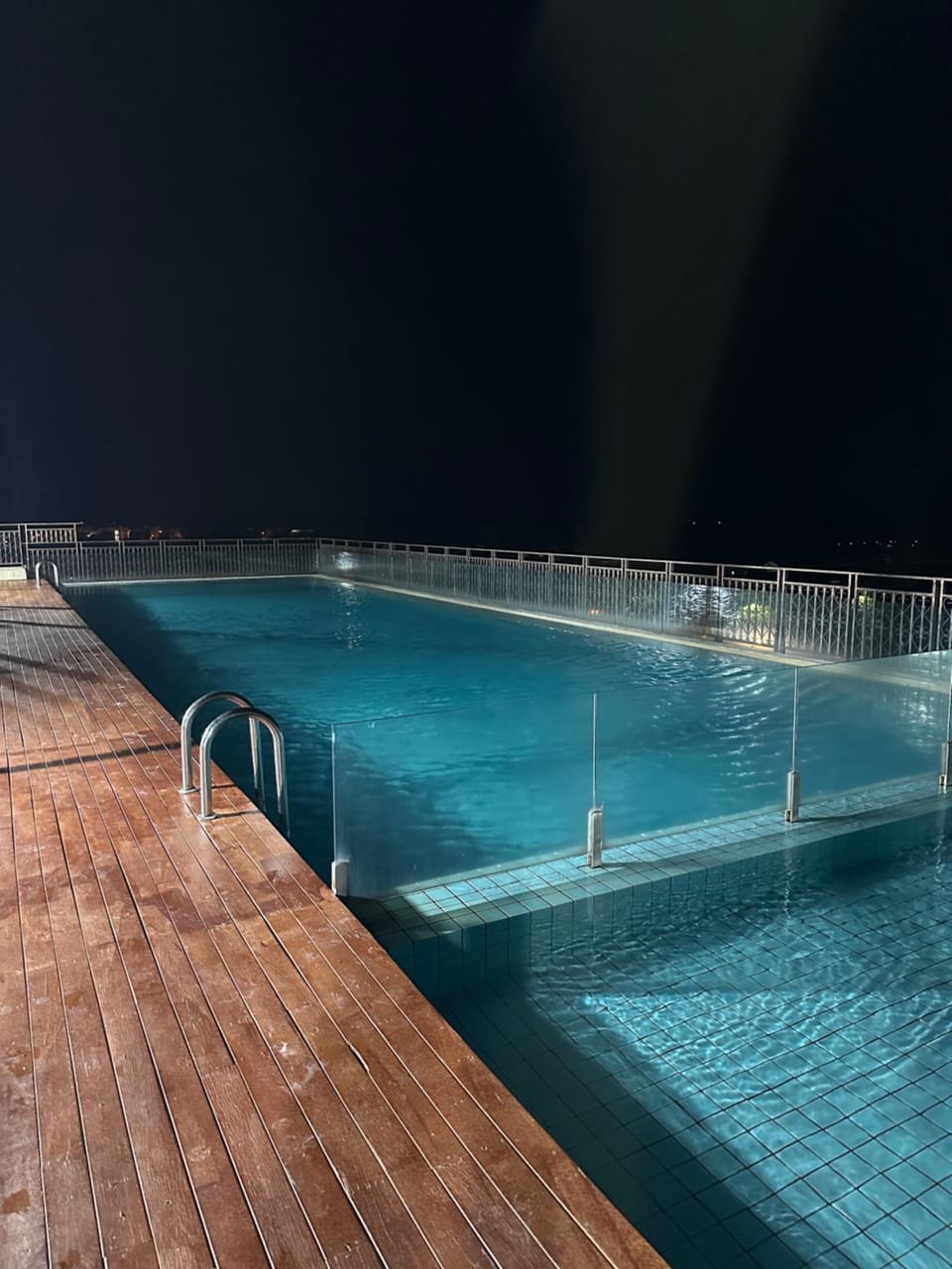 Night, Pool view, Swimming pool, Swimming pool