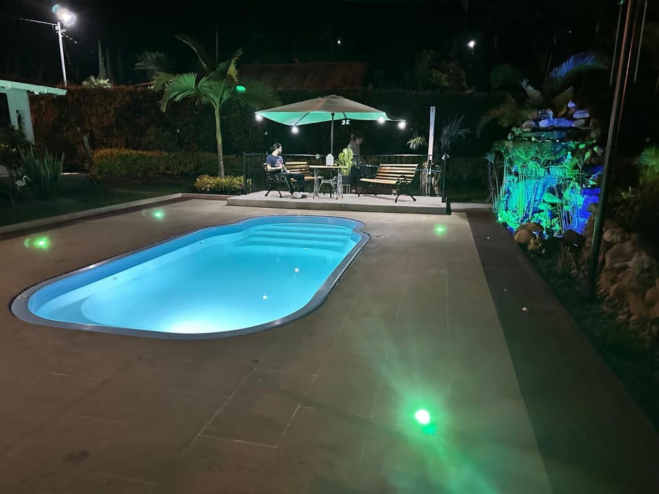 Night, Pool view, Swimming pool