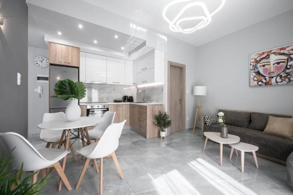 Kitchen or kitchenette, Living room, stove