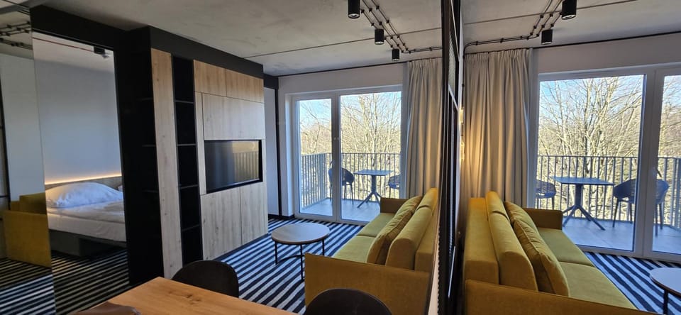 Communal lounge/ TV room, Bed, TV and multimedia, View (from property/room), Balcony/Terrace, Living room, Photo of the whole room, Seating area, Dining area, Evening entertainment, Bedroom