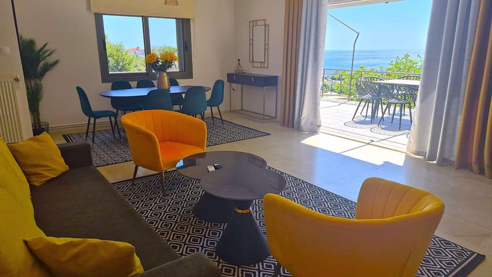 Living room, Seating area, Sea view