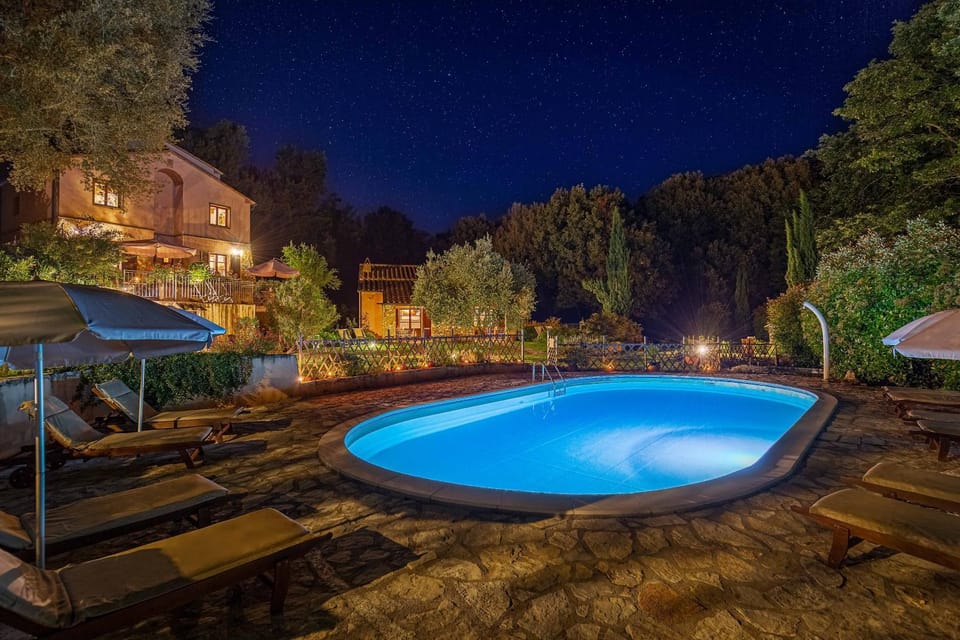 Night, Pool view, Swimming pool, Swimming pool