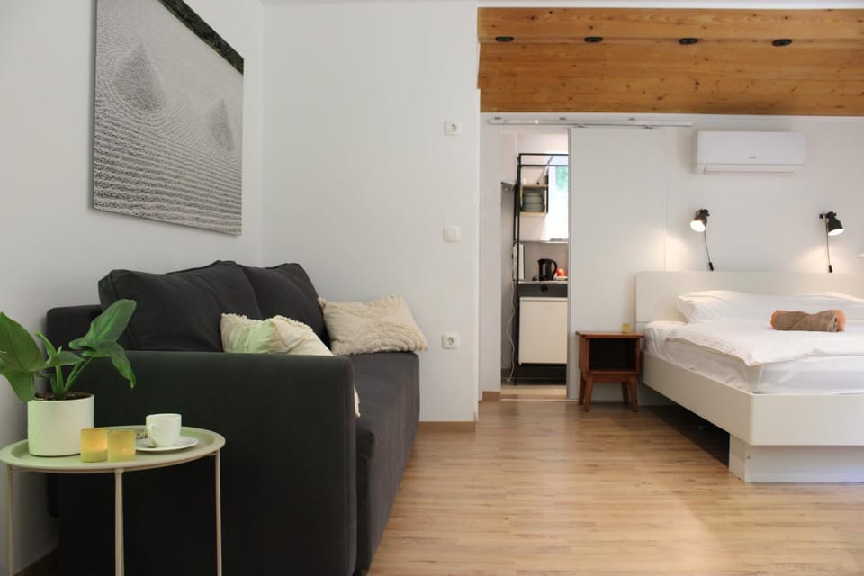 Bed, Living room, Photo of the whole room, Bedroom, air conditioner