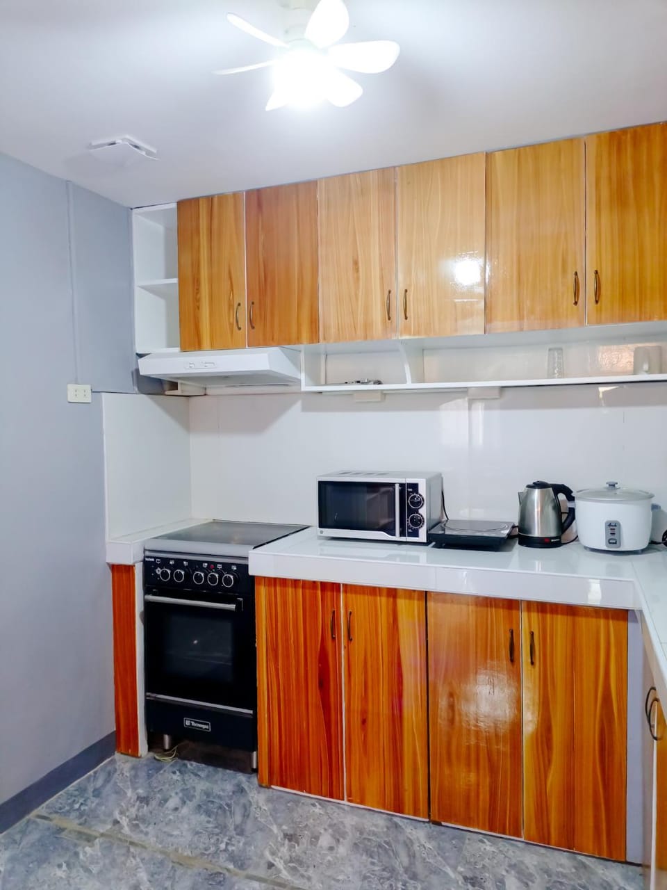 Kitchen or kitchenette, stove, toaster