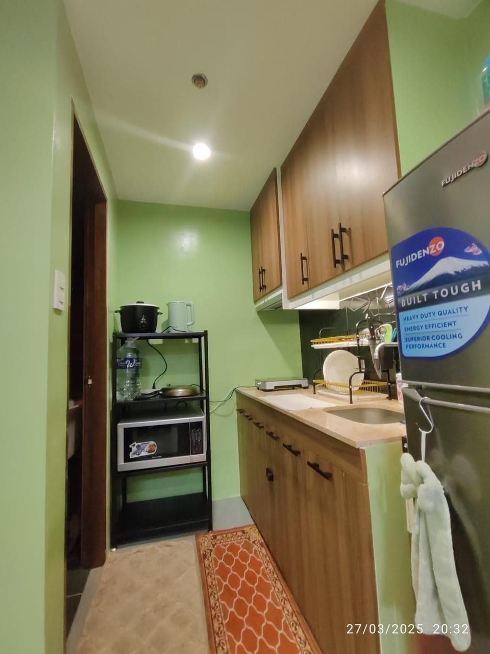 Kitchen or kitchenette, microwave