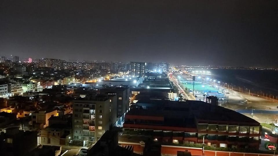 Night, City view, Sea view
