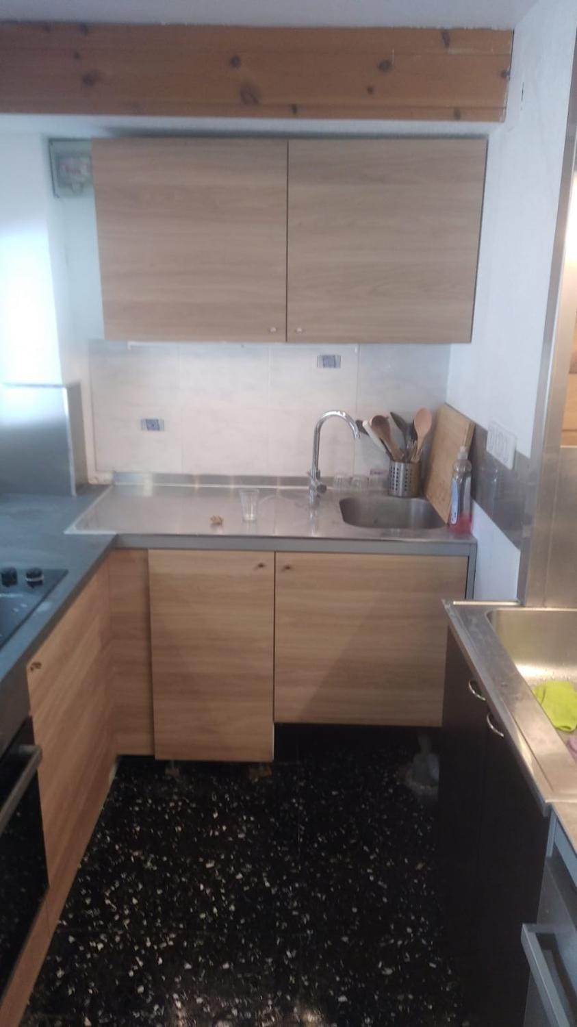Kitchen or kitchenette, stove