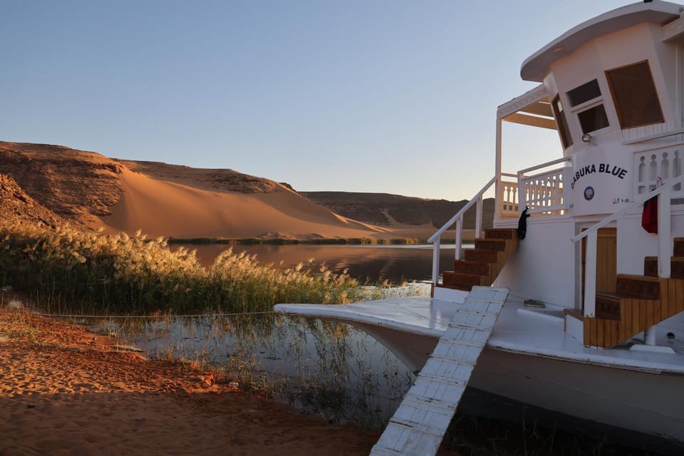 Dabuka Blue Docked boat in Egypt