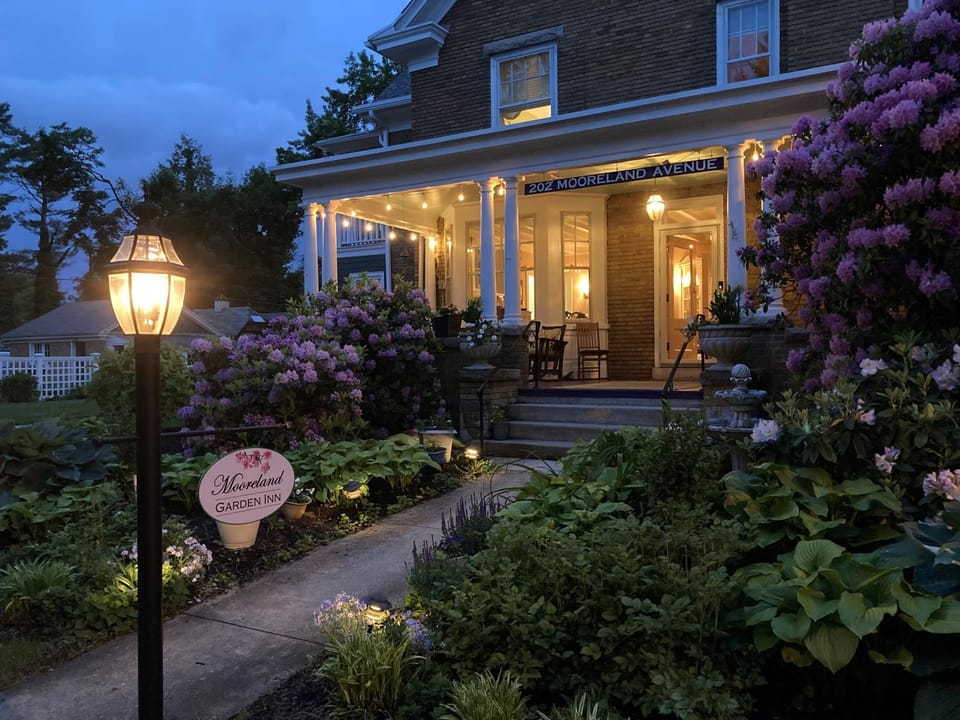 Property building, Facade/entrance, Night, Garden