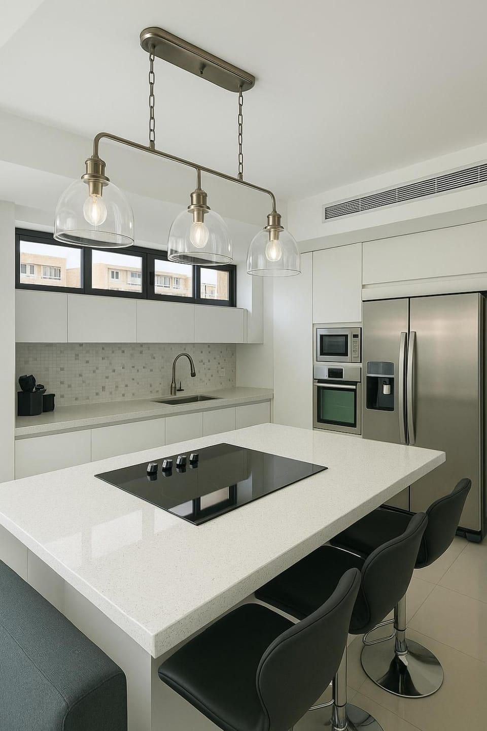 Kitchen or kitchenette, oven, stove