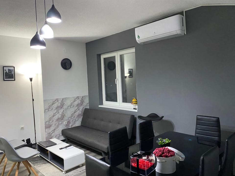 Living room, Seating area, Dining area, air conditioner