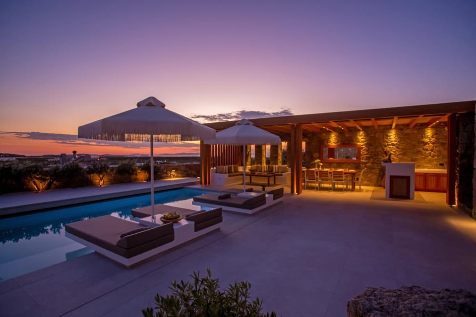 Patio, Swimming pool, Sunset