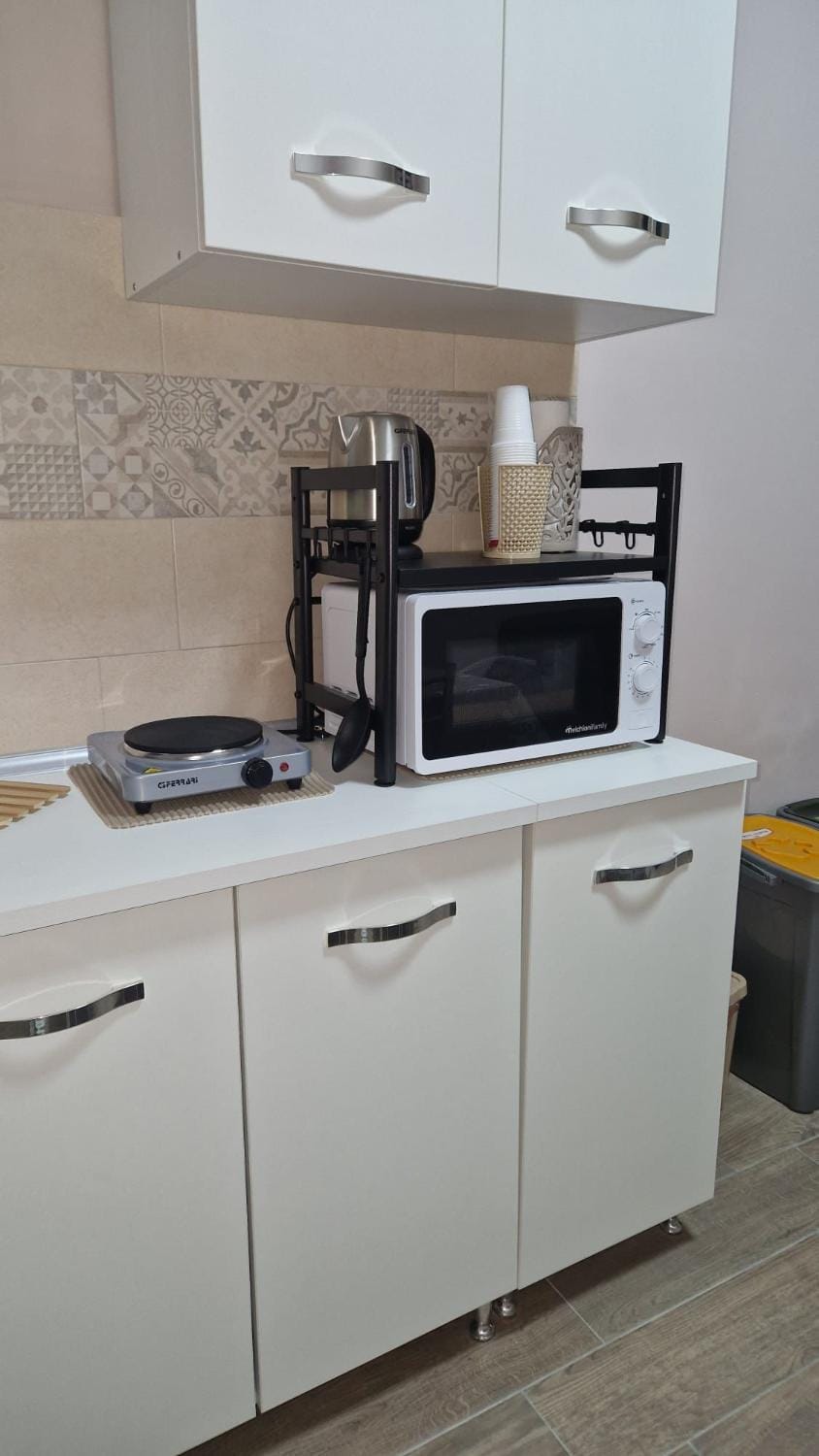 Coffee/tea facilities, Kitchen or kitchenette, stove