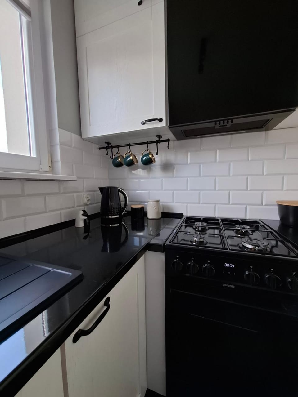 Kitchen or kitchenette, dishwasher, stove